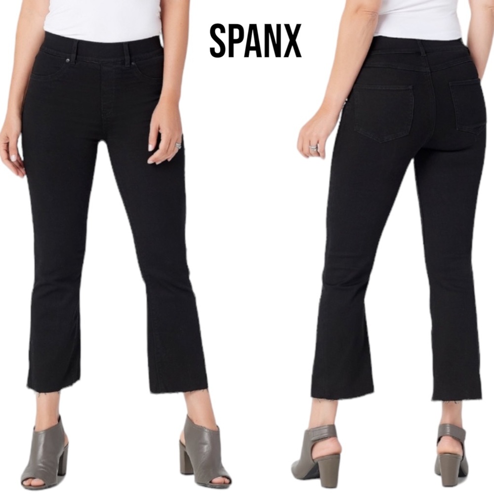 NWT Spanx BLACK WASH CROPPED FLARE JEANS Size XL